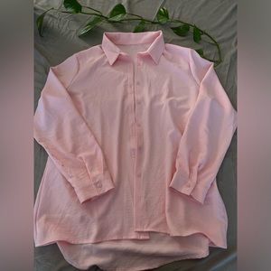 Semi- sheer baby pink button up blouse